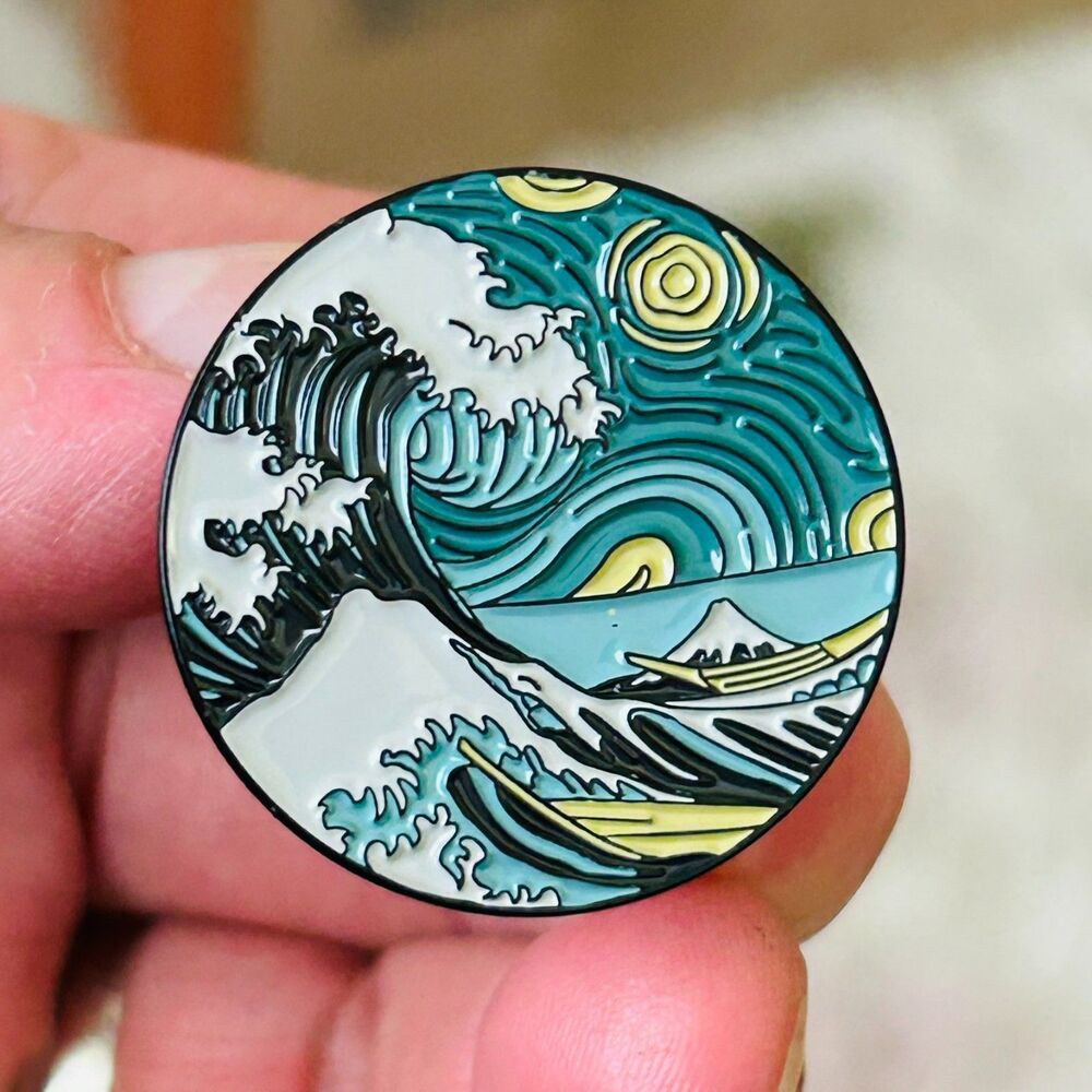 ❤️ 3 for $12 ❤️Pacific Wave Blue and Green Enamel Pin ❤️ 3 for $12 ❤️